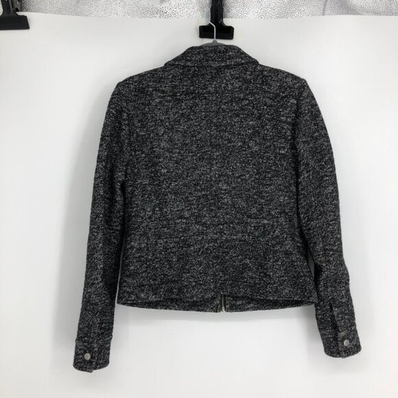 Ann Taylor LOFT Charcoal Marled Full Zip Long Sleeve Wool Blend Cropped Jacket S - Picture 10 of 15